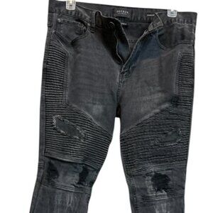 Men's PacSun Los Angeles Black Denim Jeans-Size 34x32-Distressed-Comfort Stretch